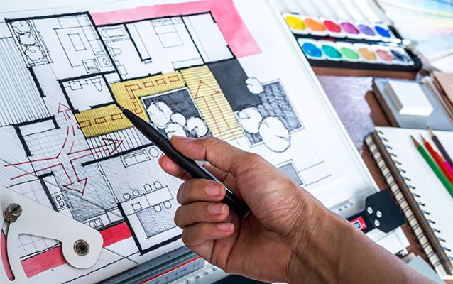 What subjects are needed for interior design