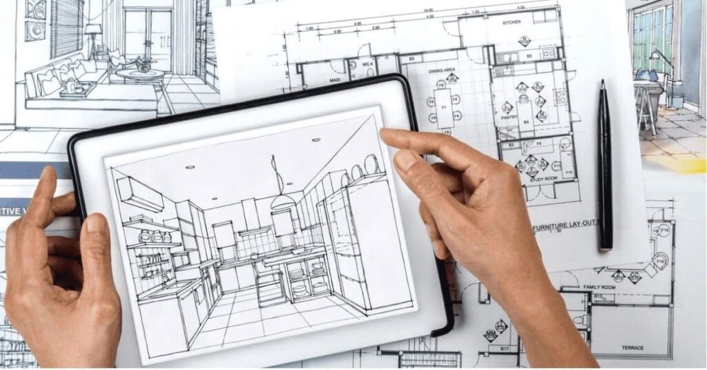 An interior design sketch